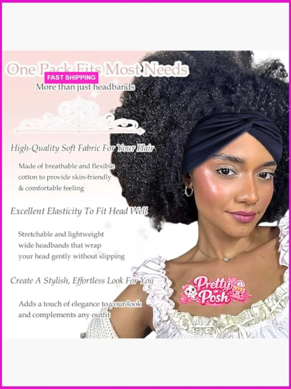 Cotton Wide Boho Headbands Knotted Turban Hair Wraps Set of 4